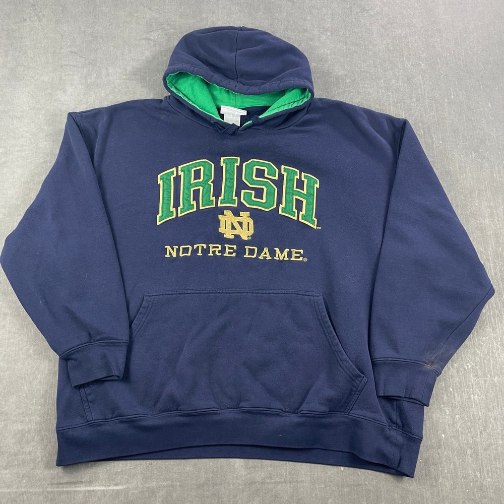 Notre Dame Irish Section 101 Mens XXL Navy Embroidered‎ Hoodie Sweatshirt